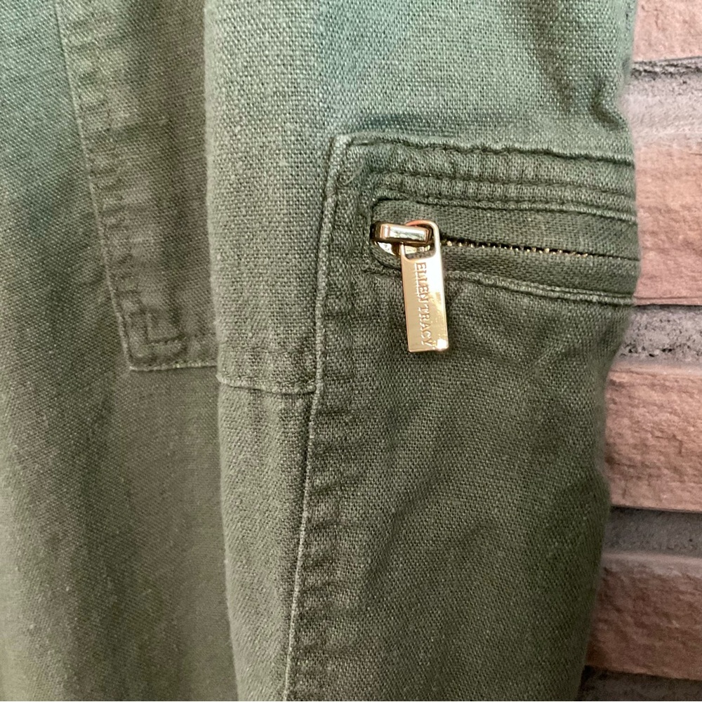 Ellen Tracy Linen Blend Pull On Pants Green Petite XL - Picture 5 of 6